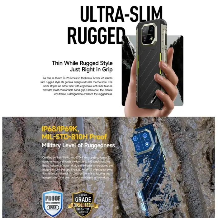 Ulefone Armor 22 Rugged Android 13 Mobile Phone 8GB+128/256GB Global Smartphone 6600mAh 64MP Night Vision Camera World Premiere — image 4