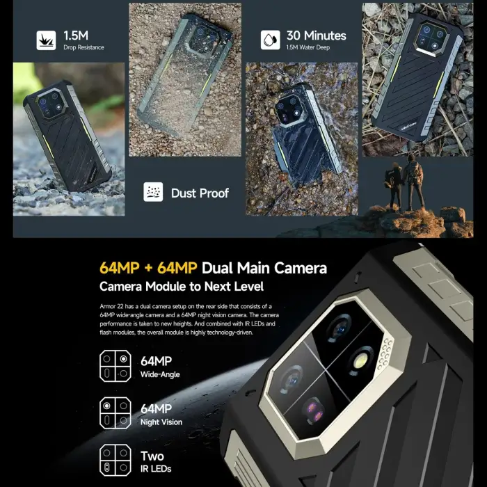 Ulefone Armor 22 Rugged Android 13 Mobile Phone 8GB+128/256GB Global Smartphone 6600mAh 64MP Night Vision Camera World Premiere — image 5