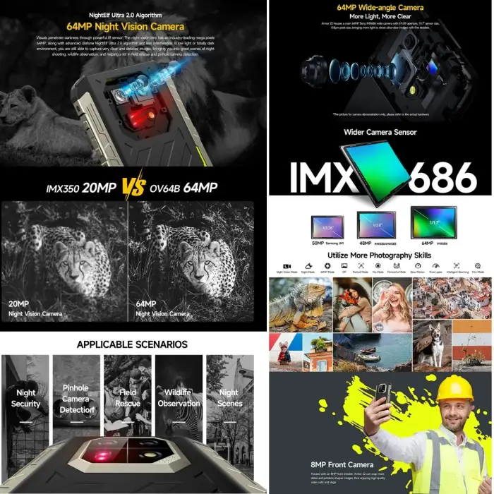 Ulefone Armor 22 Rugged Android 13 Mobile Phone 8GB+128/256GB Global Smartphone 6600mAh 64MP Night Vision Camera World Premiere — image 6