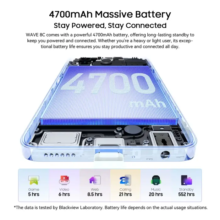 Blackview Wave 8C Smartphone 6.56 inch HD + IPS Display 2GB+64GB 4G Android 14 Mobile Phone 4700mAh Battery 8MP Rear Camera — image 5