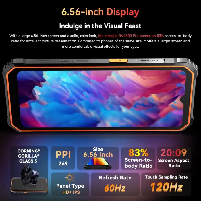 Blackview BV4800 Pro Rugged Smartphone 6.56'' IPS Display 4GB+128GB 5180mAh Battery 16MP Camera 4G Android 14 Mobile Phone — image 4