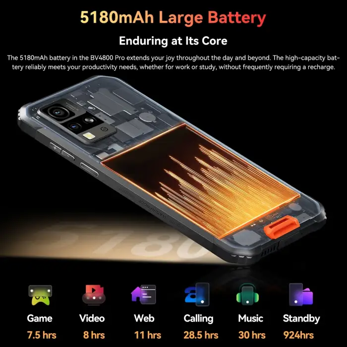 Blackview BV4800 Pro Rugged Smartphone 6.56'' IPS Display 4GB+128GB 5180mAh Battery 16MP Camera 4G Android 14 Mobile Phone — image 5