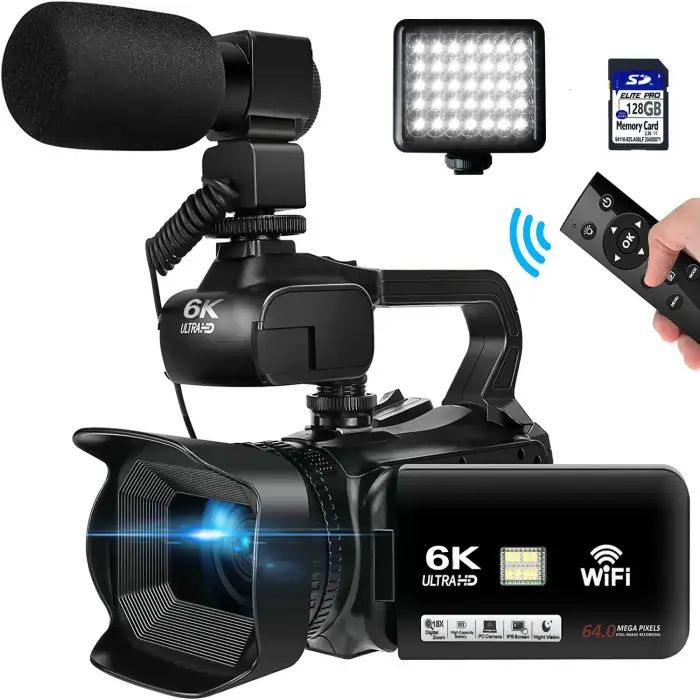 6K Digital Video Camera Camcorder 64MP UHD WiFi IR Night Vision Vlogging Camera for YouTube Touch Screen Camera Recorder — image 4
