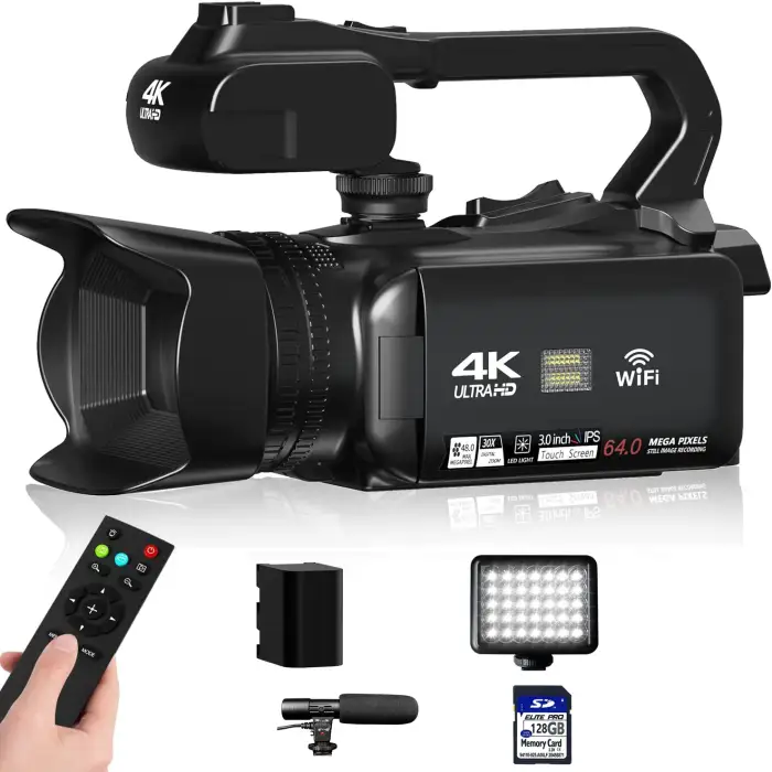 18X Digital Zoom 4K Video Camera Camcorder UHD Vlogging Wecam 64MP with Focus Function 4.0 Inch Touchscreen — image 6