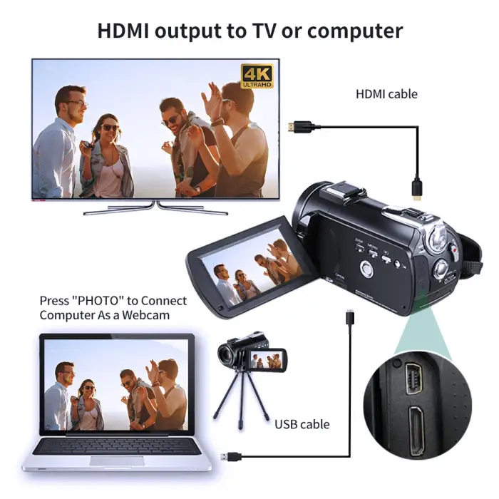 Video Camera 4K Professional for YouTube Live Streaming, Ordro AC5 12X Optical Zoom Full HD Blogger Camcorder Vlog Cameras — image 5