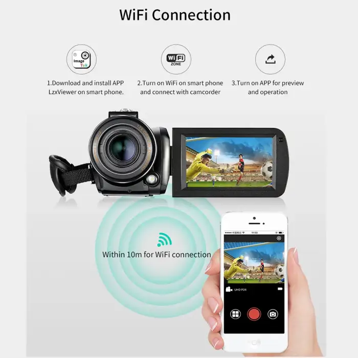 Video Camera 4K Professional for YouTube Live Streaming, Ordro AC5 12X Optical Zoom Full HD Blogger Camcorder Vlog Cameras — image 6