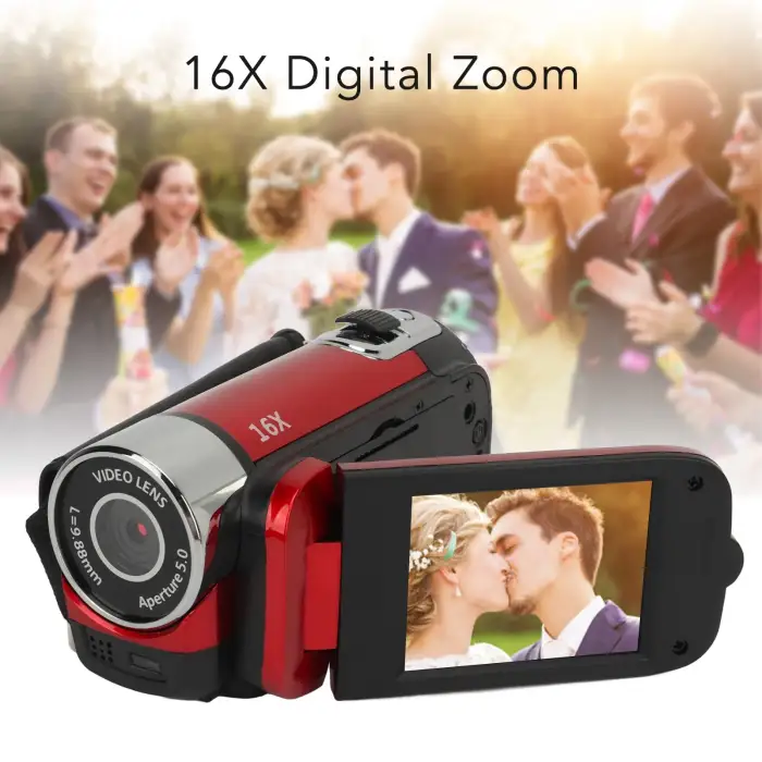 D90 1080P 16MP Digital Camera 2.4 Inch Rotatable Screen Camcorder 16X Zoom HD Video Recorder with Fill Light HD Video Camcorder — image 3