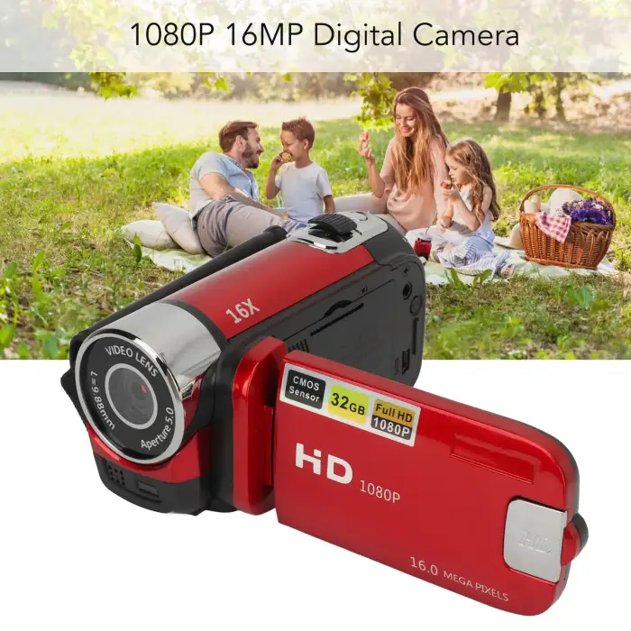 D90 1080P 16MP Digital Camera 2.4 Inch Rotatable Screen Camcorder 16X Zoom HD Video Recorder with Fill Light HD Video Camcorder — image 6
