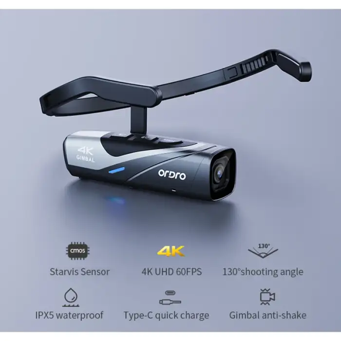 Ordro EP8 Head Wearable Action Camera Vlog 4K 60fps for YouTube Videos Motorcycle Helmet Digital Camcorder Camara Stabilization — image 4