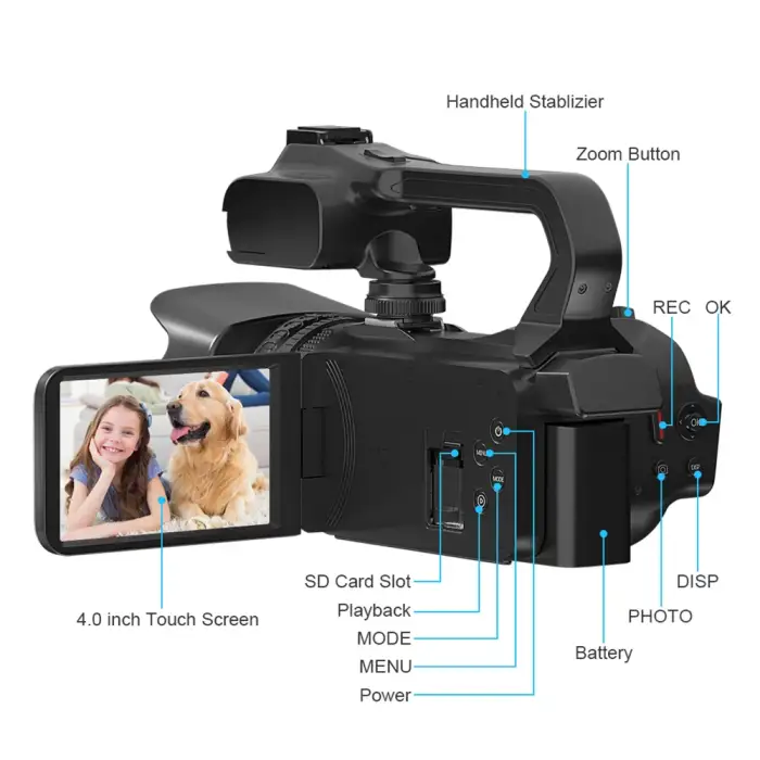 2025 Pro 4K 60FPS Digital Video Camera Photography Youtube Vlog Camcorder For Tiktok Live Stream Webcam 18X Zoom Rotate Touch — image 3