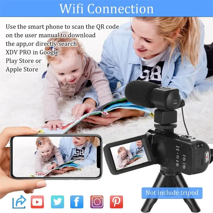 4k Professional Camcorder for Youtube Tiktok and Vlog Streaming with16x Digital Zoom Wifi Infrared Night Vision Video Cameras — image 3