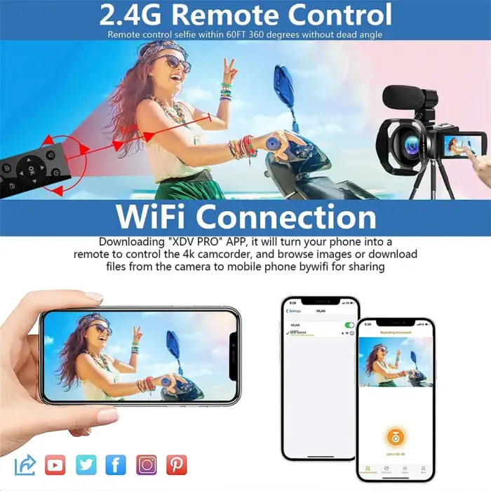 4k Professional Camcorder for Youtube Tiktok and Vlog Streaming with16x Digital Zoom Wifi Infrared Night Vision Video Cameras — image 6