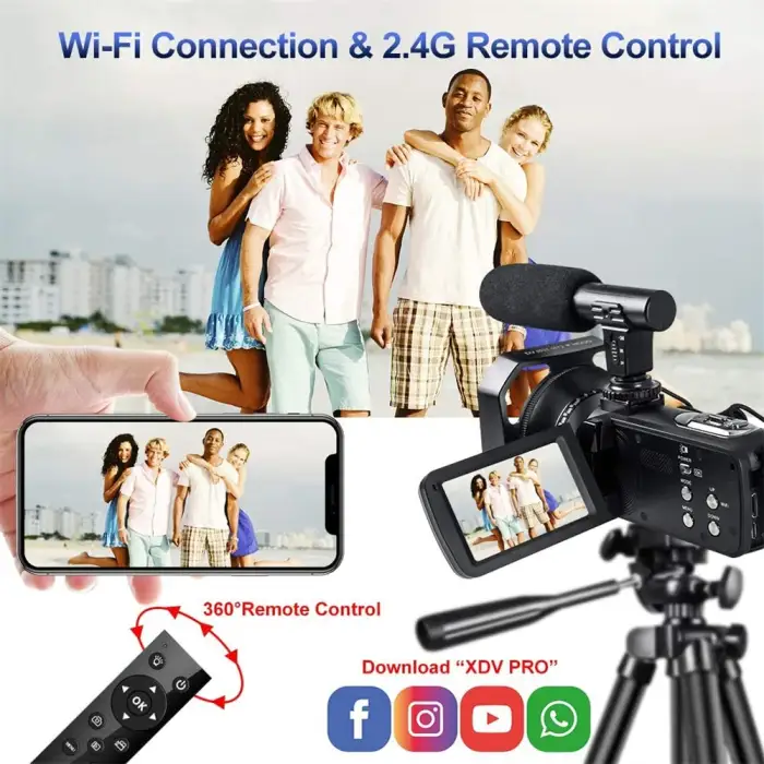 4k Professional Camcorder for Youtube Tiktok and Vlog Streaming with16x Digital Zoom Wifi Infrared Night Vision Video Cameras — image 7