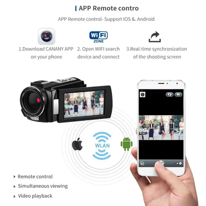 4K Full HD Professional Digital Cameras Camcorder Night Vision WIFI MIC 3.0 Inch Touch Screen Video Camera Support External Lens — image 6