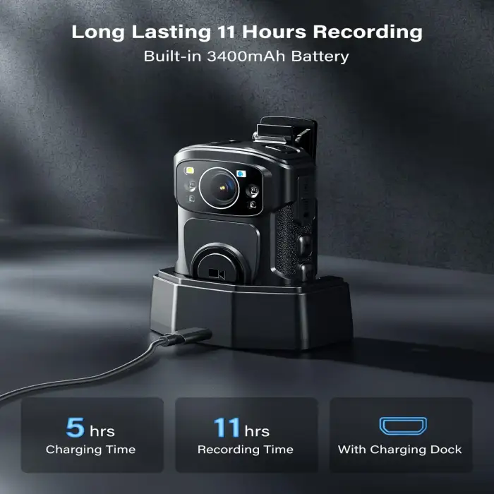 BOBLOV Mini Camera B4K5 128G/256G 4K Small Camcorder GPS Body Worn Camera 11Hrs Video Record Police Bodycamera Night Vision IP68 — image 3