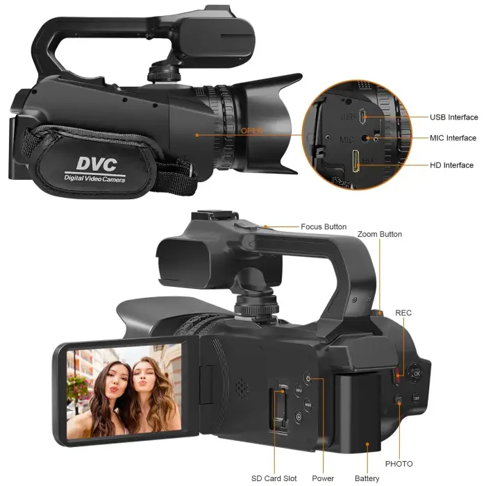 6K Professional Video Camera for Photography 18X Digital Zoom Night Vision Vlogging Camera 64MP WiFi Livestream Webcam Camcorder — image 6