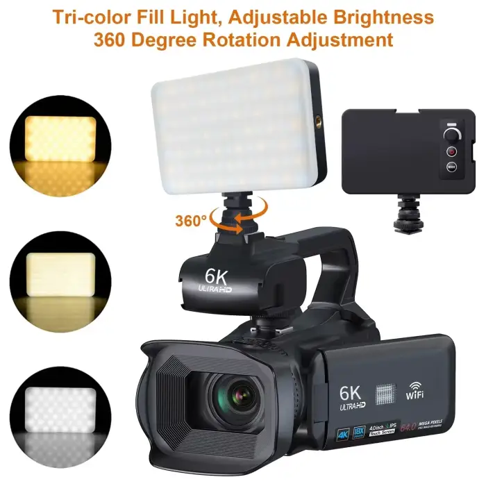 6K Professional Video Camera for Photography 18X Digital Zoom Night Vision Vlog Cameras 64MP WiFi Livestream Webcam Camcorder — image 3