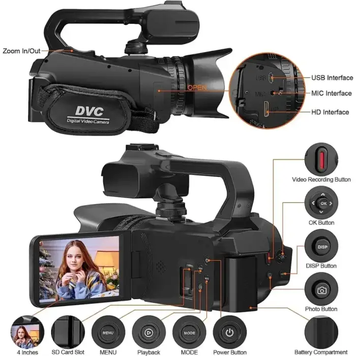 6K Professional Video Camera for Photography 18X Digital Zoom Night Vision Vlog Cameras 64MP WiFi Livestream Webcam Camcorder — image 4