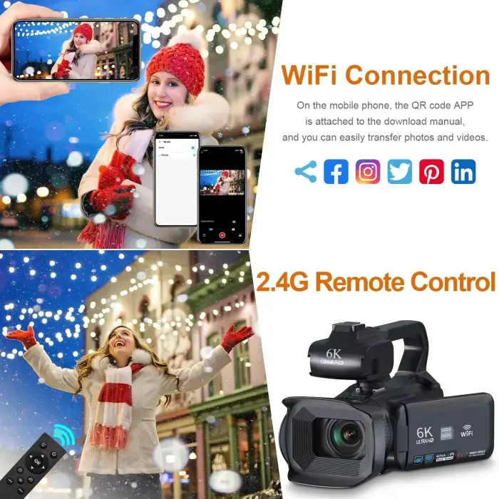6K Professional Video Camera for Photography 18X Digital Zoom Night Vision Vlog Cameras 64MP WiFi Livestream Webcam Camcorder — image 5