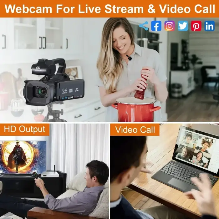 6K Professional Video Camera for Photography 18X Digital Zoom Night Vision Vlog Cameras 64MP WiFi Livestream Webcam Camcorder — image 6