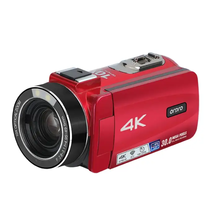 Ordro Live Streaming Digital Camera Camcorder 4K 10X Optical Zoom Home use for YouTube Vlog Videos Recorders Retro Red 2024 New — image 2