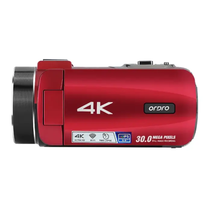 Ordro Live Streaming Digital Camera Camcorder 4K 10X Optical Zoom Home use for YouTube Vlog Videos Recorders Retro Red 2024 New — image 3