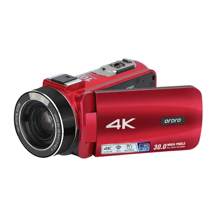 Ordro Live Streaming Digital Camera Camcorder 4K 10X Optical Zoom Home use for YouTube Vlog Videos Recorders Retro Red 2024 New — image 4