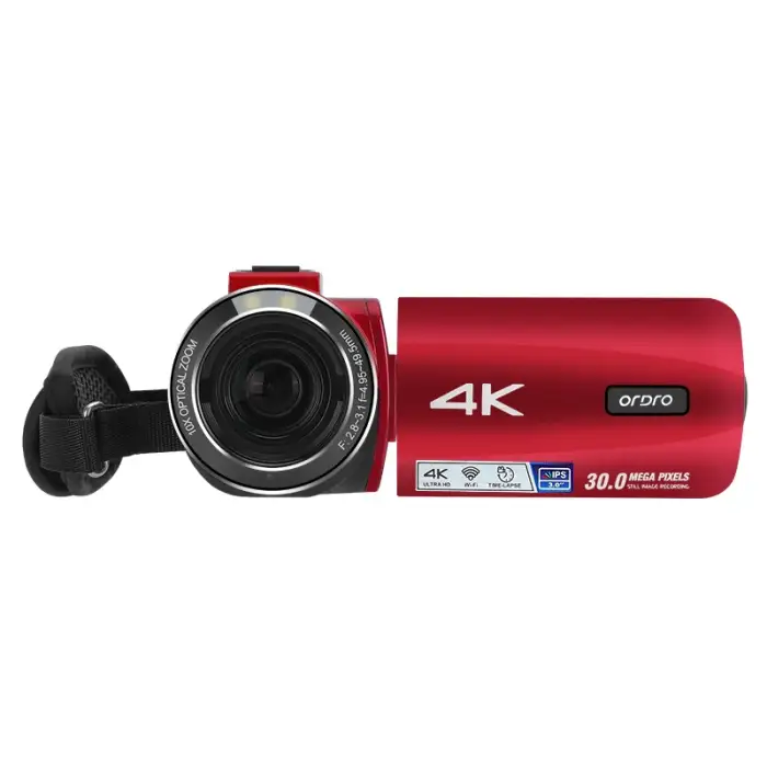 Ordro Live Streaming Digital Camera Camcorder 4K 10X Optical Zoom Home use for YouTube Vlog Videos Recorders Retro Red 2024 New — image 5