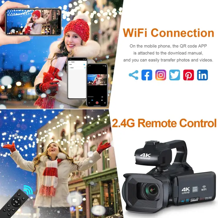 Outdoor 4k 64MP Professional Camera Photography Full HD Camcorder For Tiktok Youtube Video Live Streaming Cameras WIFI — image 3