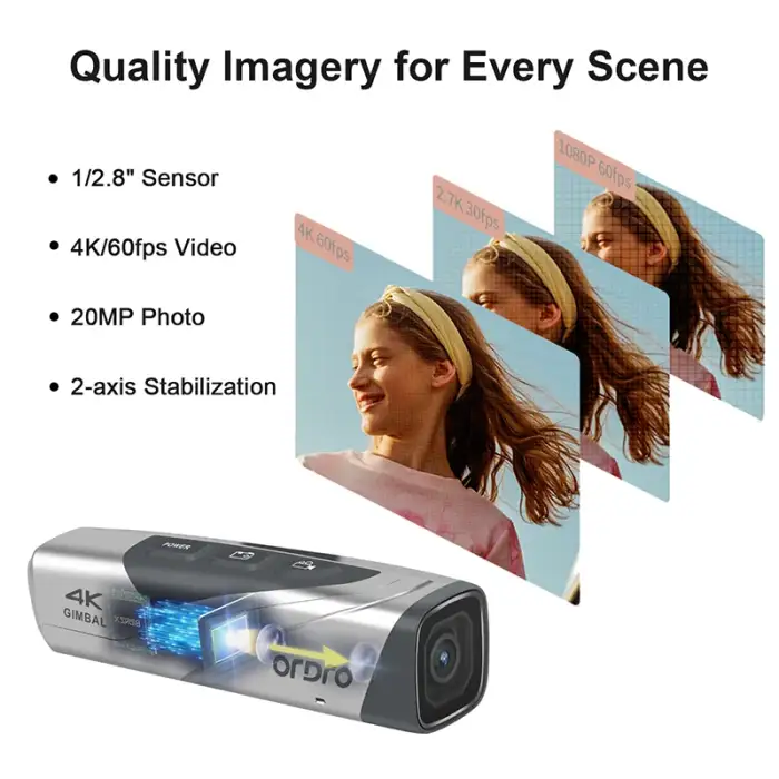 ORDRO EP8 4K 60fps Video Camera Head Wearable Digital Camcorder for Youtube Professional 2-Axis Gimbal Stabilization Vlog Camara — image 3
