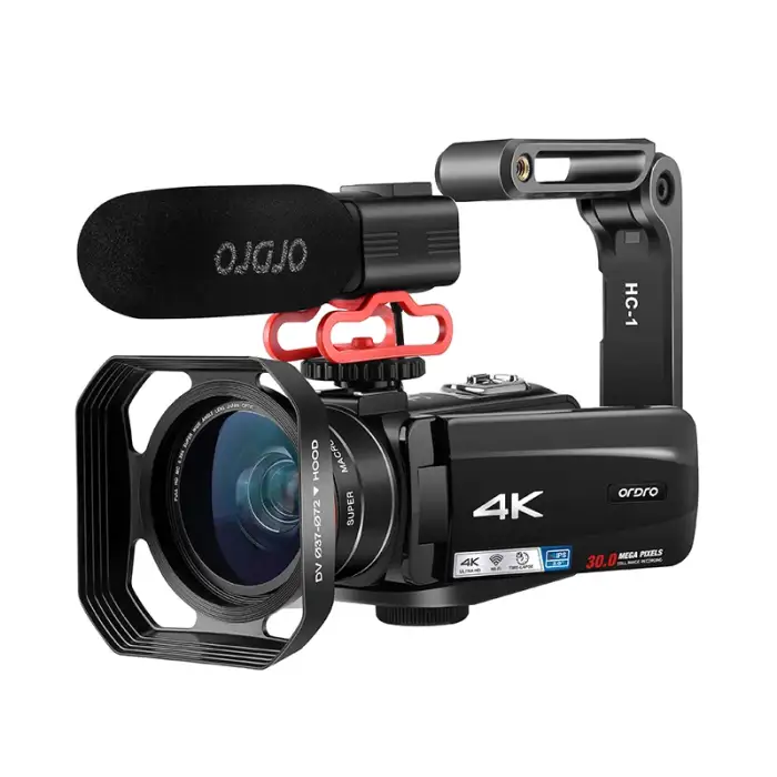 Ordro 4k Camcorder 10X Optical Zoom Digital Camera Live Streaming Video Camara with Microphone 2024 New Arrival Retro Red Black — image 2