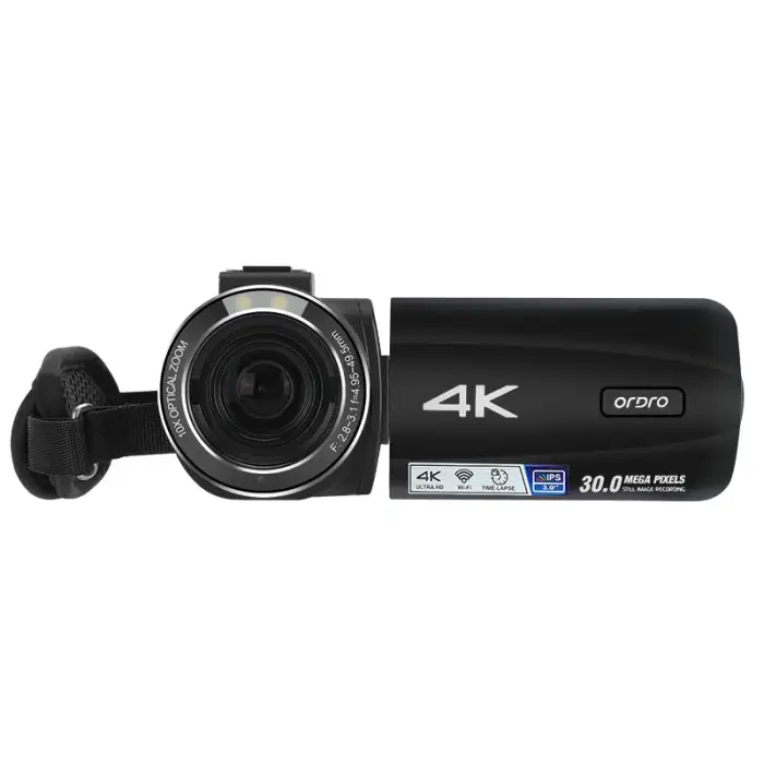 Ordro 4k Camcorder 10X Optical Zoom Digital Camera Live Streaming Video Camara with Microphone 2024 New Arrival Retro Red Black — image 4