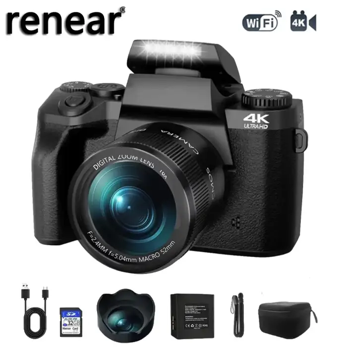 64MP 4K video camera professional instant Auto Focus 60FPS Vlog Camcorder 4 Inch 16X Zoom Touch For Youtube Tiktok Ins Webcam — image 2