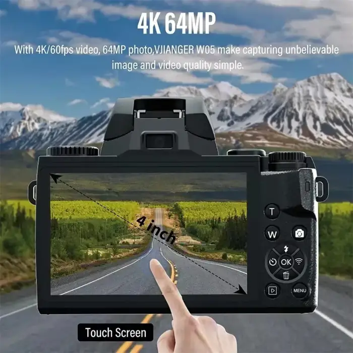 64MP 4K video camera professional instant Auto Focus 60FPS Vlog Camcorder 4 Inch 16X Zoom Touch For Youtube Tiktok Ins Webcam — image 3