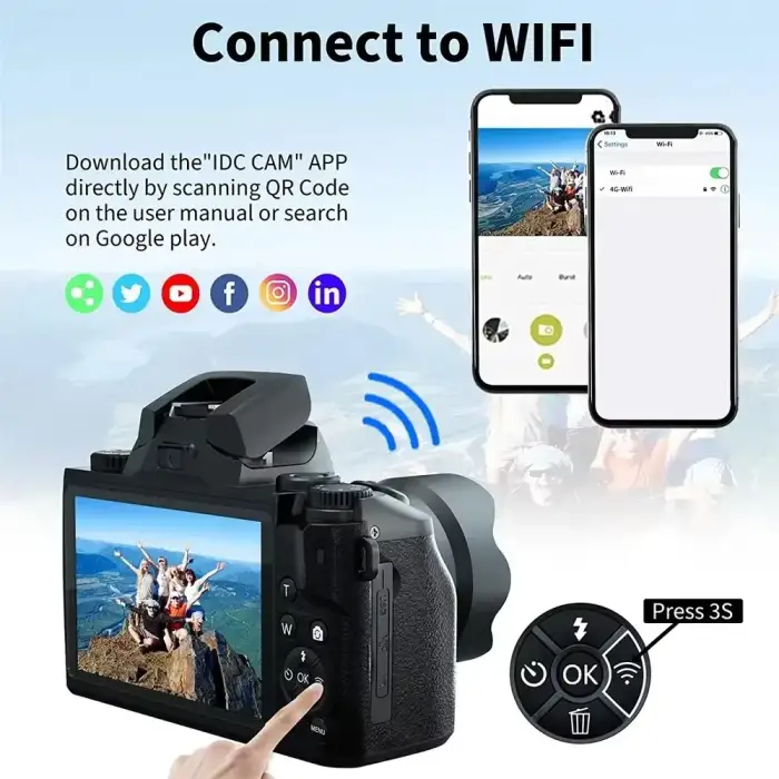 64MP 4K video camera professional instant Auto Focus 60FPS Vlog Camcorder 4 Inch 16X Zoom Touch For Youtube Tiktok Ins Webcam — image 4