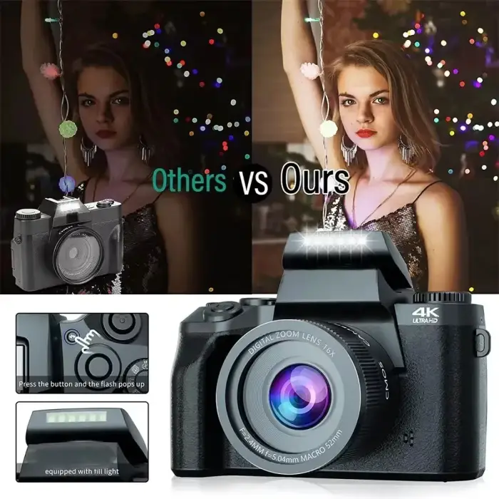 64MP 4K video camera professional instant Auto Focus 60FPS Vlog Camcorder 4 Inch 16X Zoom Touch For Youtube Tiktok Ins Webcam — image 7