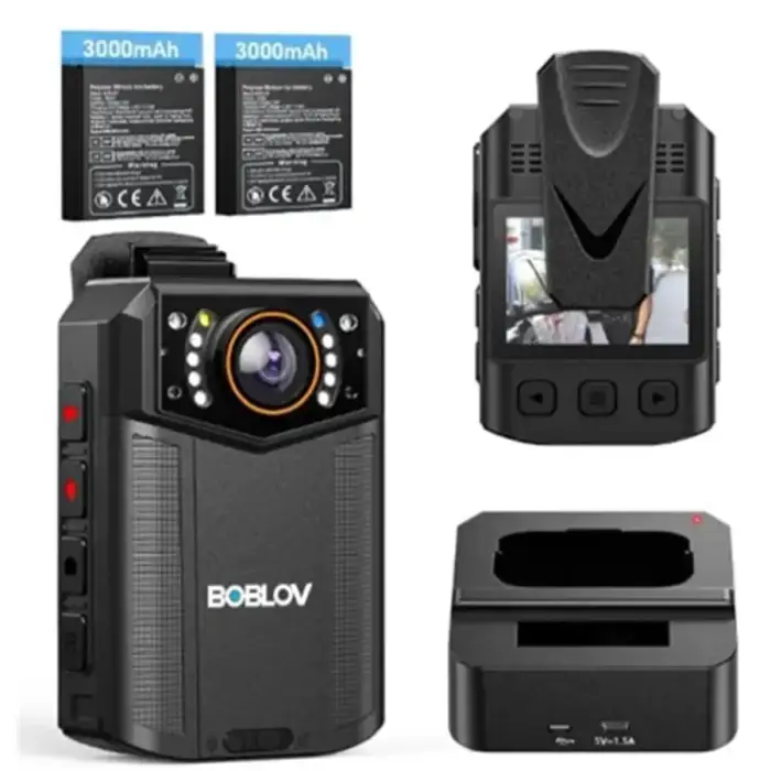BOBLOV Mini Camcorders B4K6 GPS Tracking Digital Small Camera 4K 128G Bodycam DVR Recorder 2pcs battery Charging Dock for Police — image 2