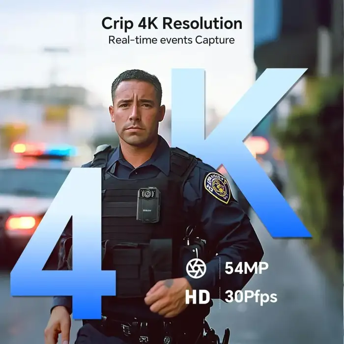 BOBLOV Mini Camcorders B4K6 GPS Tracking Digital Small Camera 4K 128G Bodycam DVR Recorder 2pcs battery Charging Dock for Police — image 3