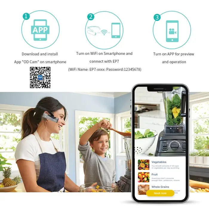 Ordro EP7 YouTube Video Vlog Camera 4K 60fps Head Wearable WiFi POV Digital Action Camcorder Profissional Image Stabilization — image 6