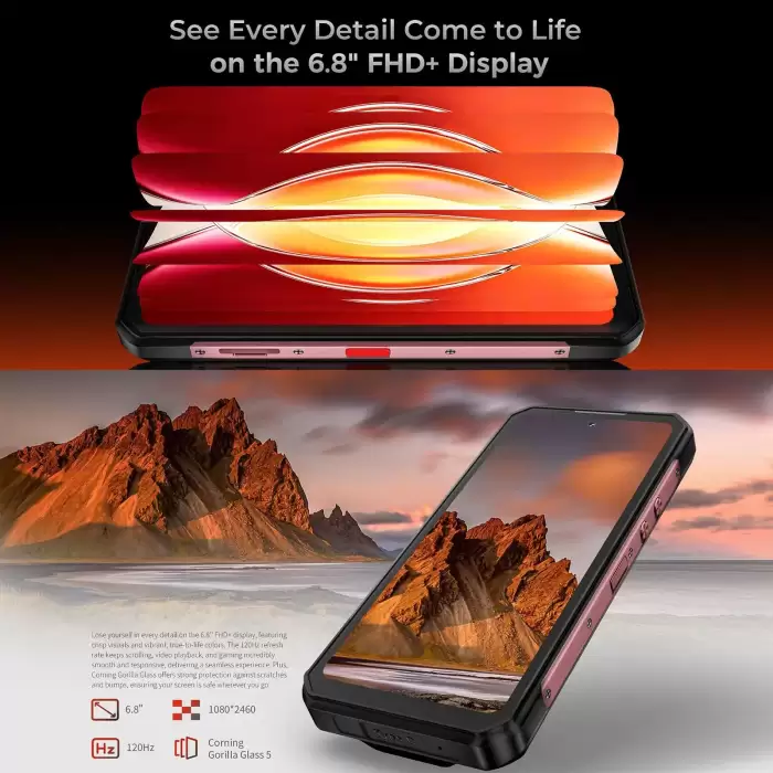 OUKITEL WP56 Rugged Phone 12GB+512GB 6.8“FHD 120Hz 16000mAh 45W 108MP Camera Android 15 Dimensity 7050 NFC 5G Smartphone — image 6
