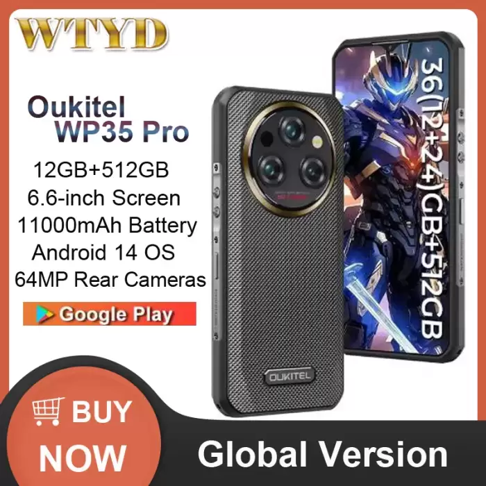Oukitel WP35 Pro 5G Rugged Phone 12GB+512GB 6.6 inch Android 14 MediaTek Dimensity 6300 Octa Core 11000mAh NFC OTG 5G Smartphone — image 3