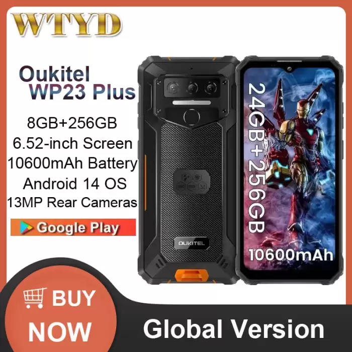 Oukitel WP23 Plus Rugged Phone 8GB+256GB 6.52 inch Android 14.0Unisoc T606 Octa-core 10600mAh NFC 4G Smartphone — image 3