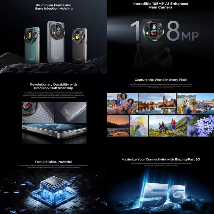 Oukitel WP200 Pro 5G Rugged Phone 24GB+1TB 6.7'' Android 15.0 MTK Dimensity 8200 108MP Main Camera 8800mAh NFC 5G Smartphone — image 5