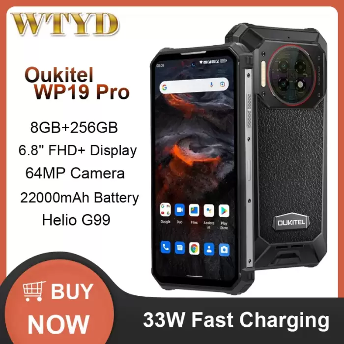 Oukitel WP19 Pro Rugged Phone 8GB+256GB 6.8 inch Smartphone 22000mAh 64MP Camera Helio G99 Cellphone 120Hz Mobile Phone — image 3
