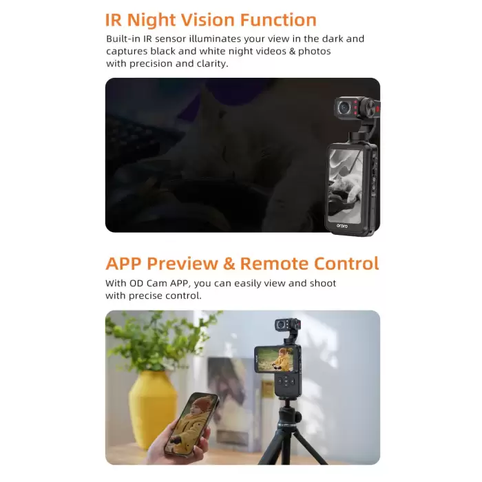 ORDRO M5 Pocket Video Camera Action Vlogging Digital Camcorder 5K 3-axis Face Tracking 3.5" Touch Screen Infrared Night Vision — image 6