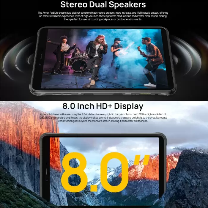 Ulefone Armor Pad Lite Rugged Tablet PC 8 inch Android 13 MediaTek MT8766 Quad Core 3GB+32GB 7650mAh 13MP Camera NFC Google Pay — image 5
