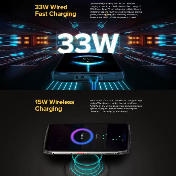 Ulefone Power Armor 13 Rugged Mobile Phone Android 11 Helio G95 8GB+128GB Smartphone 13200mAh Battery 33W 48MP Camera NFC — image 5