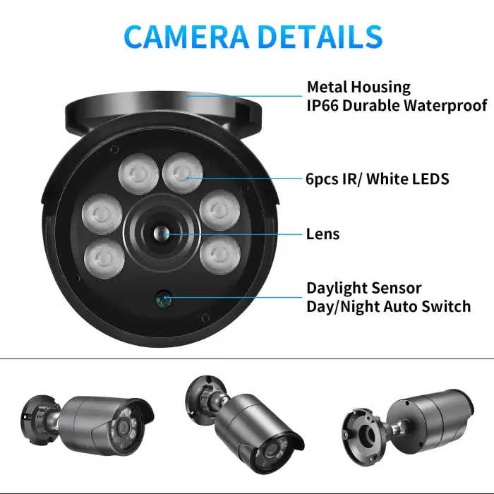 AZISHN H.265+ 8CH 5MP AHD DVR Kit CCTV System Motion Detection HD Outdoor IP66 Bullet Camera XMEye APP P2P Surveillance Set — image 7