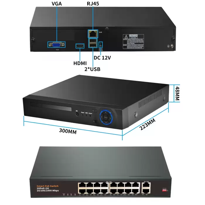 H.265 16CH 4MP 8MP Ultra HD 4K POE Camera System Motion Human Detect Audio Outdoor 4K Security Surveillance Set Colorful Night — image 4