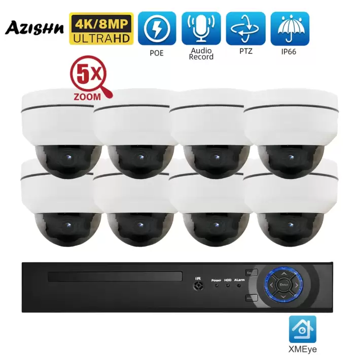PTZ 4K 8MP 4MP POE Security Camera System 8CH Video Surveillance Kit Outdoor Vandalproof 5X Optical Zoom IP Camera CCTV NVR Set — image 2